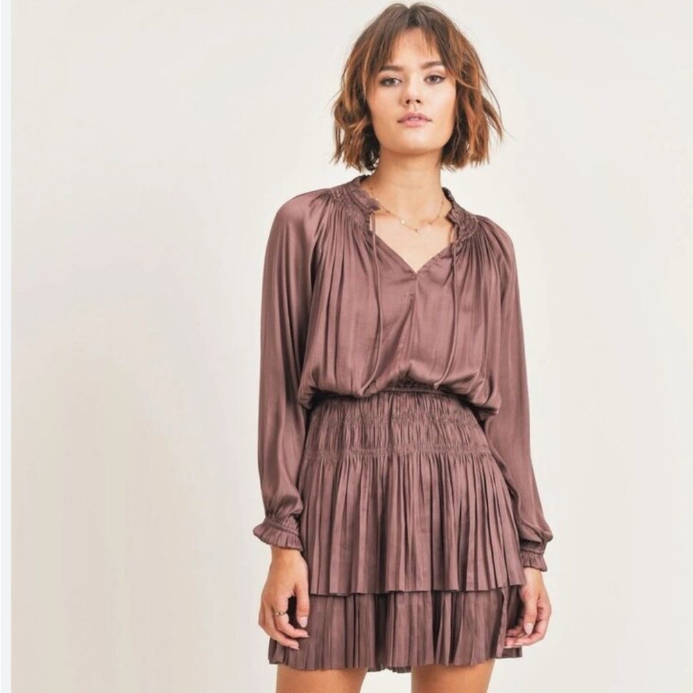 Fab’rik Satin Tiered ruffle skirt Mini dress Alexis Schitt's Creek dress